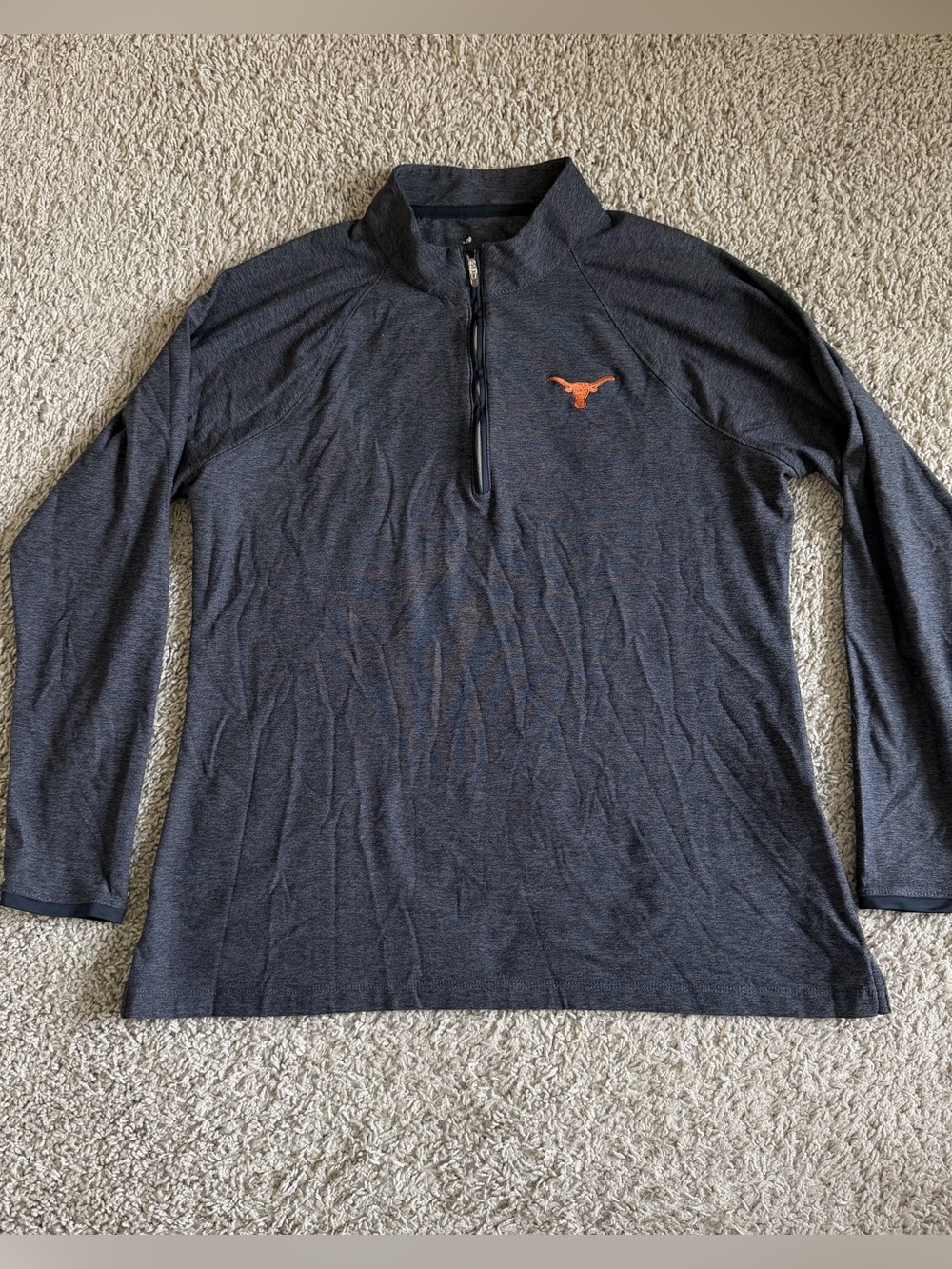 Peter Millar Texas Longhorns Quarter Zip Heather Performance Stretch Sweater
